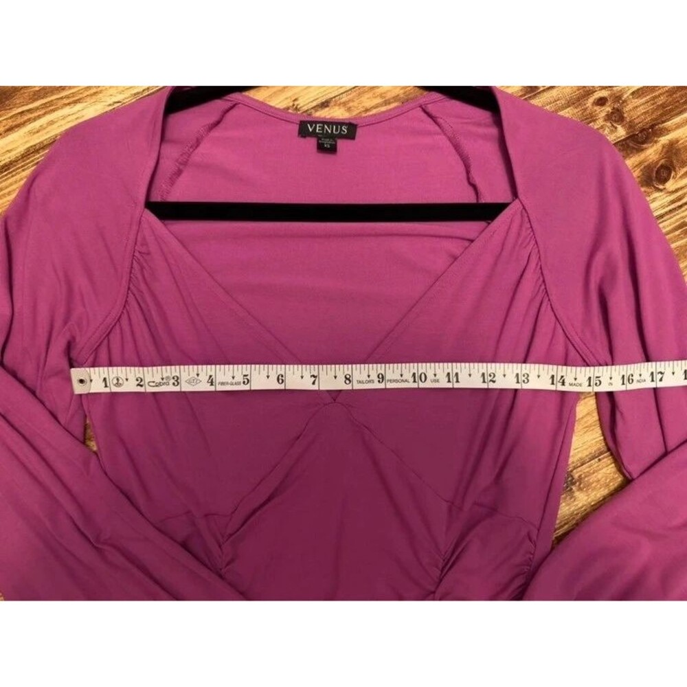 Purple Ruched V-neck Top - Picture 4 of 5
